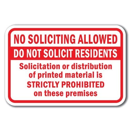 Signmission Safety Sign, 12 in Height, Aluminum, No Solicting - No Sol A A-1218 No Solicting - No Sol A